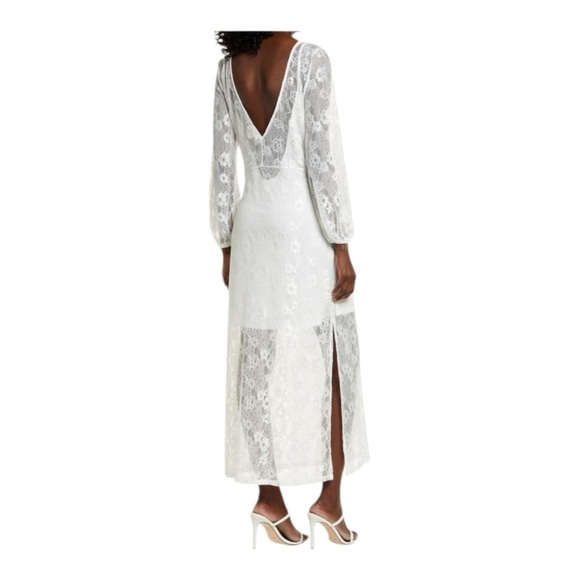 Open Edit Sheer Lace Long Sleeve Maxi Dress in White NWT - Picture 6 of 11